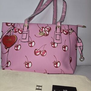 Coach Pink Cherry Print Tote Bag